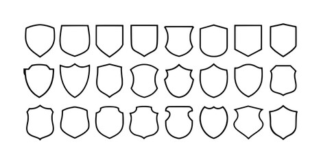 Collection of Diverse Shield Shapes and Emblems for Design and Branding