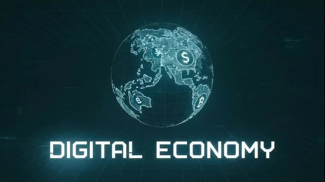 Digital Economy: An immersive depiction of a globe adorned with dollar sign, highlighting the crucial nature of a digital world.