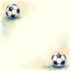 Grass Soccer Watercolor Frame Background