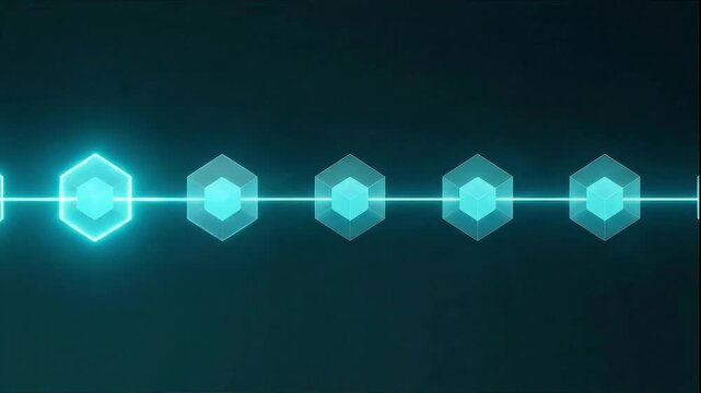 Digital Pathway: Abstract image featuring a series of glowing hexagonal shapes linked by lines on a dark background, evoking a sense of technological advancement, connection, and data visualization. 