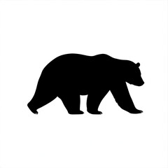 Fototapeta premium Silhouette of a Majestic Bear: A bold, black silhouette of a powerful bear strides confidently, showcasing its strength and grace in a striking visual representation.
