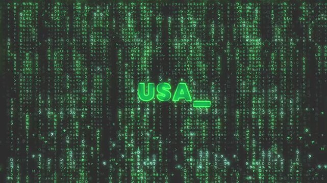 Cyber Usa Typing Data Streaming Matrix Background