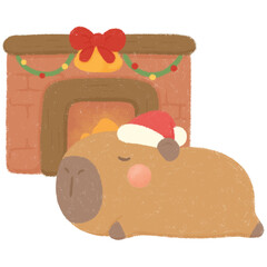 Capybara with fireplace 