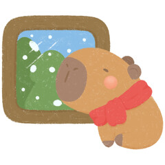 Capybara with Christmas 