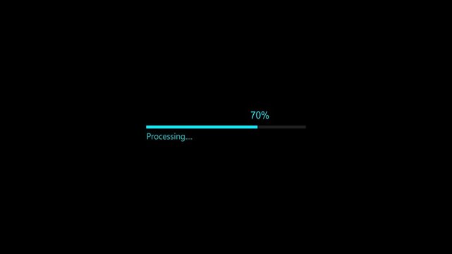 A dynamic horizontal loading animation. A loading from 1 to 70 percent and Motion graphics of loading concept.