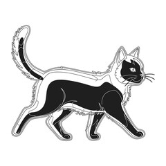 Stylized Black and White Walking Cat Illustration — Modern Line Art Pet Silhouette for Coloring Pages, Stickers, and Graphic Design