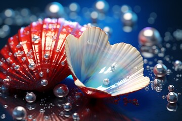 sparkling shells and pearls 3d rendering
