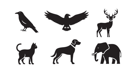 Collection of Animal Silhouettes With Elegant Design Style and Black Color On White Background Vector Illustration Set