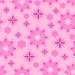 seamless pattern with pink flowers
