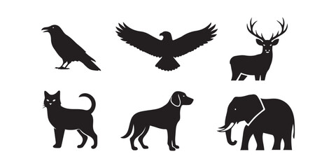 Black Animal Collection Vector With Simple Design Style and Elegant Details On White Background Animal Set