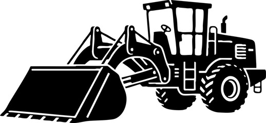 Black Silhouette Icon of Industrial Front End Loader Machinery
