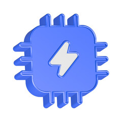 3d rendering icon fast charging blue color