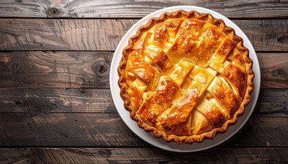 Delicious Apple Pie on Rustic Wood
