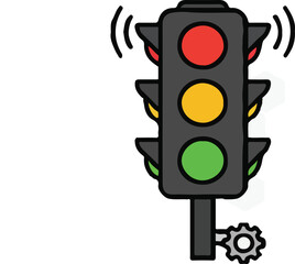 **Traffic Light Icon in Minimal Line Style for Road Safety, Navigation, and Transport Designs