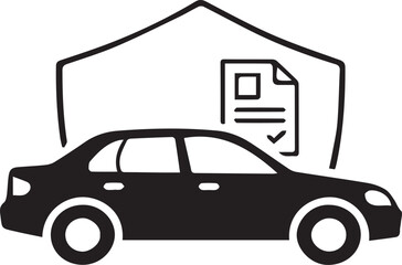 Vehicle Insurance Icon in Minimal Line Style for Auto Protection, Policy, and Safety Designs**

