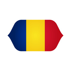 Stylized Curved ROMANIA Flag Icon , Modern ROMANIA Emblem, Clean Shape, High-Quality PNG