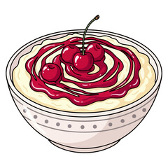 Danish Risalamande Christmas Dessert Vector Illustration
