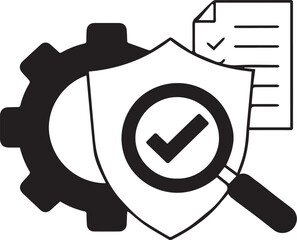 Quality Control Check Icon in Minimal Line Style for Inspection, Verification, and Certification Designs**
