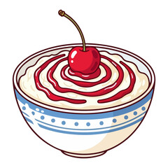 Danish Risalamande Christmas Dessert Vector Illustration
