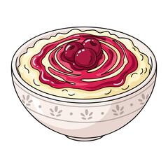 Danish Risalamande Christmas Dessert Vector Illustration
