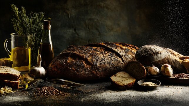 Various Food Items on a Table - Powered by Adobe