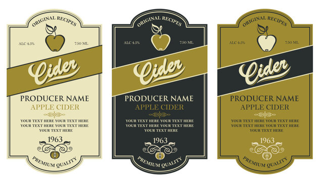 collection of different colors labels for apple cider