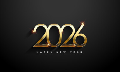 2026 Happy New Year, Gold