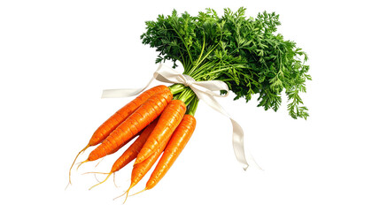 Fresh Carrots Bunch Tied With White Ribbon Isolated On Transparent Background Healthy Food Organic Vegetables Vegan Diet Farm To Table