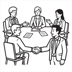 Fototapeta premium Office Networking Event Handshake Black Silhouette