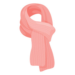 Illustration of women s pink wool scarf on white background as a fashionable winter accessory.