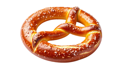 Shot Of Freshly Baked Pretzel With Salt Isolated On Transparent Background For Food And Beverage Product Photography And Menu Design