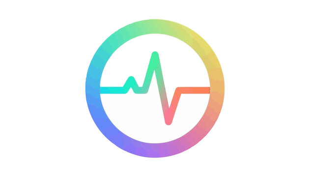 Colorful circle with a heartbeat line inside, against a white background. - Powered by Adobe