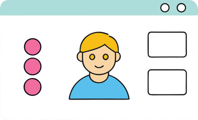 Online user profile interface isolated on transparent background