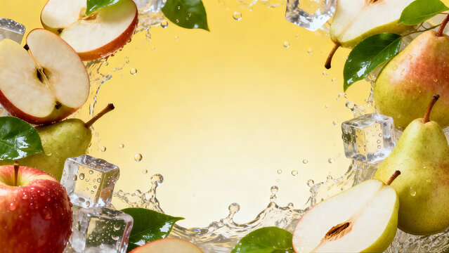 background with apples and pears