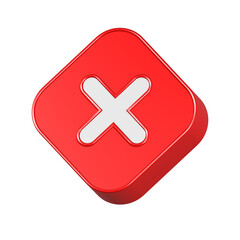 Obraz premium cross delete 3d rendering icon red button
