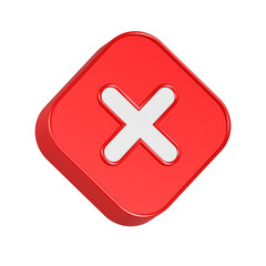 Obraz premium 3d rendering icon cross delete red button