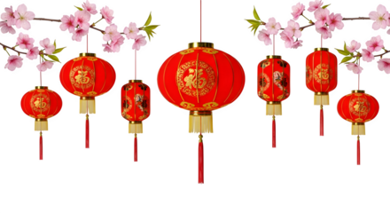 Chinese New Year Lanterns, isolated on transparent background