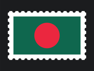 Obraz premium National Flag Postage Stamp Icon for BANGLADESH Mail, Patriotism, and National Identity