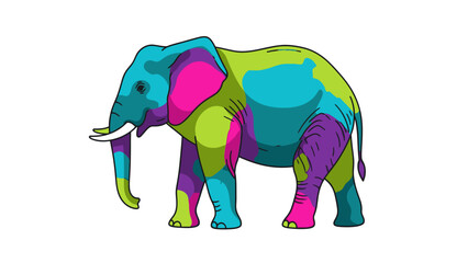 Fototapeta premium Colorful Elephant Illustration with Vibrant Design and Distinct Artistic Style