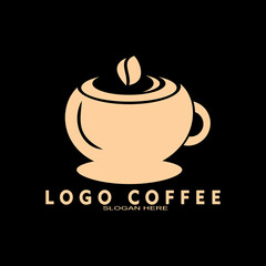 Coffee shop logo. Retro badge coffee beans and leaf branch with natural natural icon line stamp logo vector design modern hipster vintage style. Premium coffee shop bar brand symbol icon.	