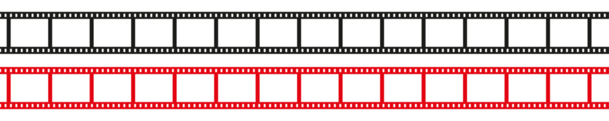 Old Film strip reel icon. Cinema or movie roll with frames. Video or movie filmstrip overlay, cinema or photograph camera long film strip with transparent screen