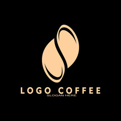 Coffee shop logo. Retro badge coffee beans and leaf branch with natural natural icon line stamp logo vector design modern hipster vintage style. Premium coffee shop bar brand symbol icon.	