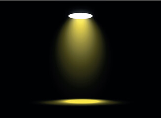 Dramatic  Abstract Golden Spotlight Beam Displaying Product or Subject on Dark Stage Background