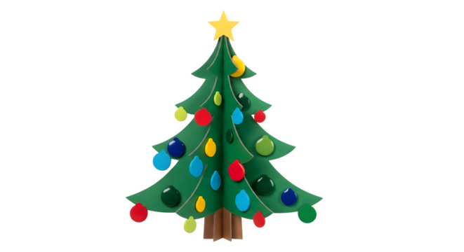 Colorful Christmas Tree Decoration, isolated on transparent background