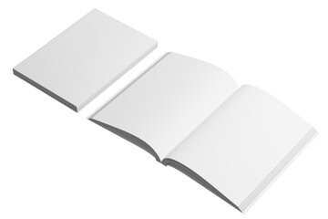 A4/A5 Softcover Book White Blank 3D Rendering Transparent Background Mockup PNG
