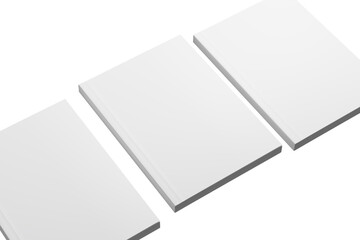 A4/A5 Softcover Book White Blank 3D Rendering Transparent Background Mockup PNG