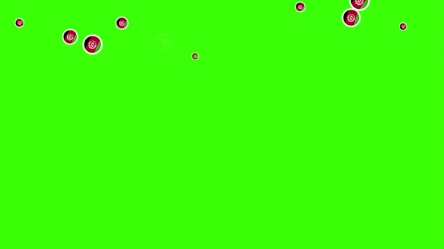 Falling Rounded AFGHANISTAN Flags Green Screen Animation for Patriotic Effects and Motion Graphic Overlays