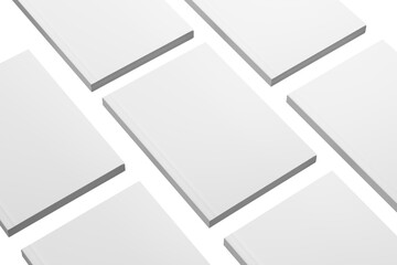 A4/A5 Softcover Book White Blank 3D Rendering Transparent Background Mockup PNG
