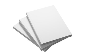 A4/A5 Softcover Book White Blank 3D Rendering Transparent Background Mockup PNG