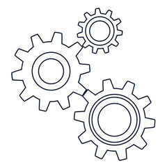 Three gears interlocked, representing teamwork, mechanics, and engineering concept